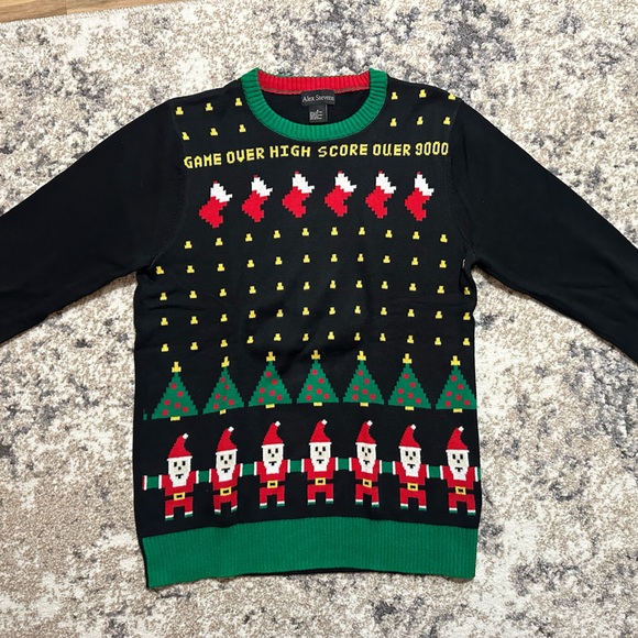 Festive Black and Green Holiday Sweater - Picture 1 of 3